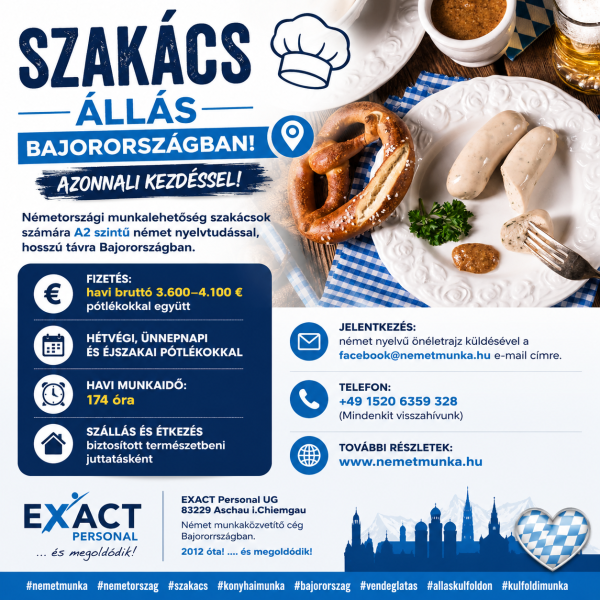 24. Szakács állás Bajorországban