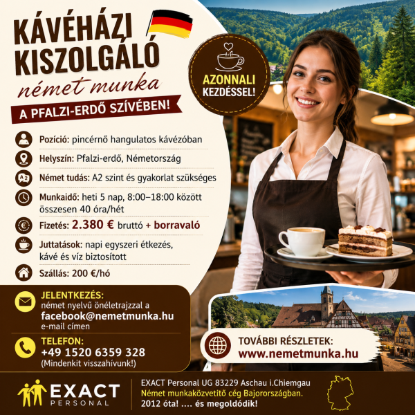 25. Kávéházi kiszolgáló német munka Pfalzi-erdőben